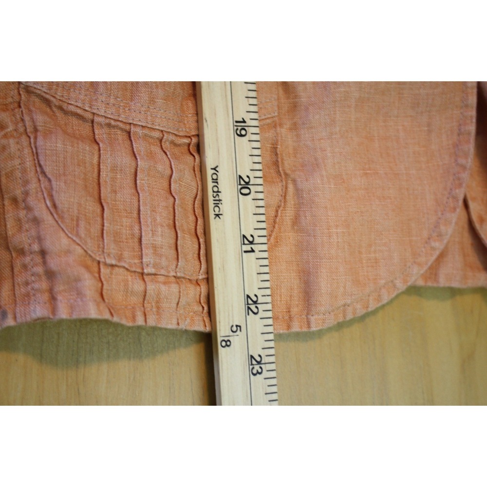 Chico's Jacket Womens Size 3 Orange Linen Button Shacket Lagenlook Art to Wear - Picture 10 of 12